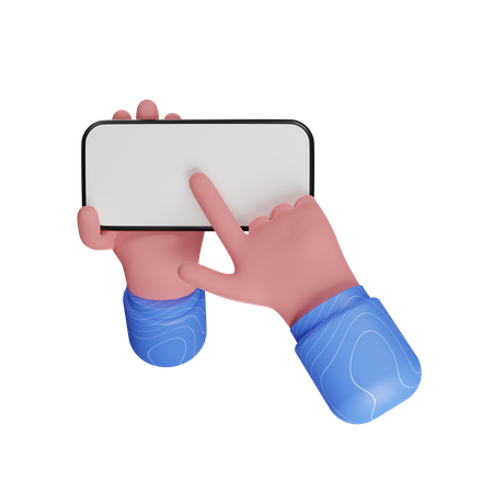 Mobile using hand gesture 3D Illustration