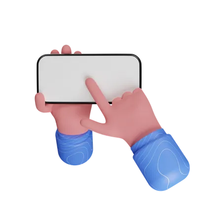Mobile using hand gesture 3D Illustration