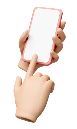 3 D Hand Holding Smartphone Isolated Hand Using Mobile Phone Screen Phone Template Empty Screen Phone Mockup Concept 3D Icon