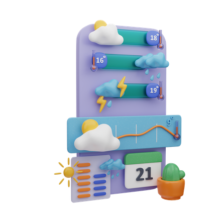 Mobile Weather Forecast App  3D Illustration