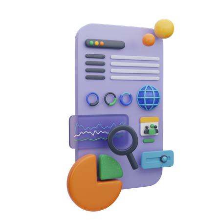 Dashboard für die mobile Websuche  3D Illustration