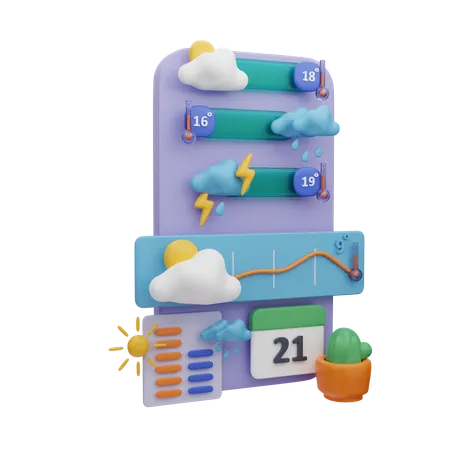 Mobile Wettervorhersage-App  3D Illustration