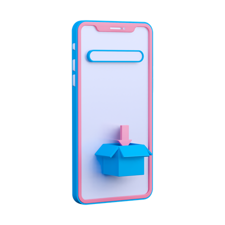 Mobile with box  3D Illustration