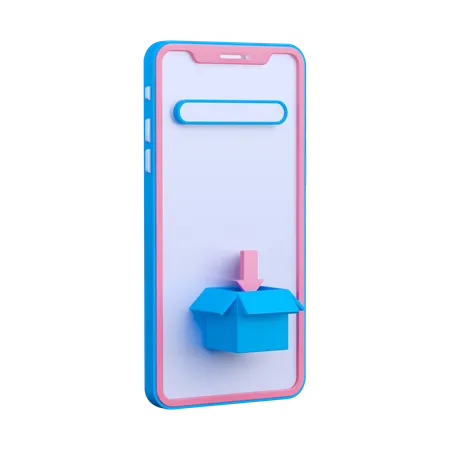 Mobile with box  3D Illustration