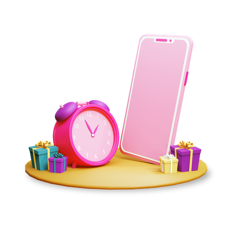 Mobile with giftboxes 3D Illustration