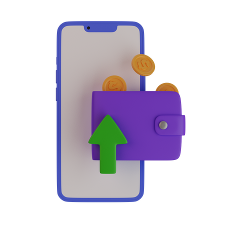 Mobile with purse uprise  3D Icon