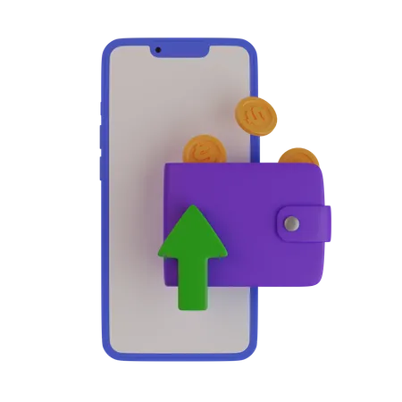 Mobile with purse uprise  3D Icon