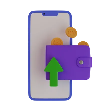 Mobile with purse uprise 3D Icon