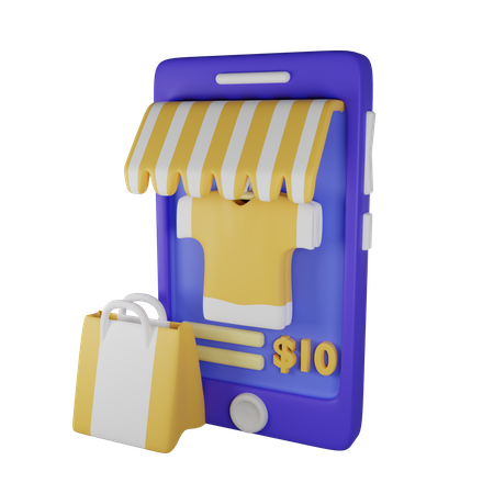 Mobiles Einkaufen  3D Illustration