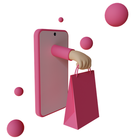 Mobiles Einkaufen  3D Illustration