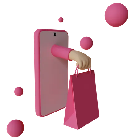 Mobiles Einkaufen  3D Illustration