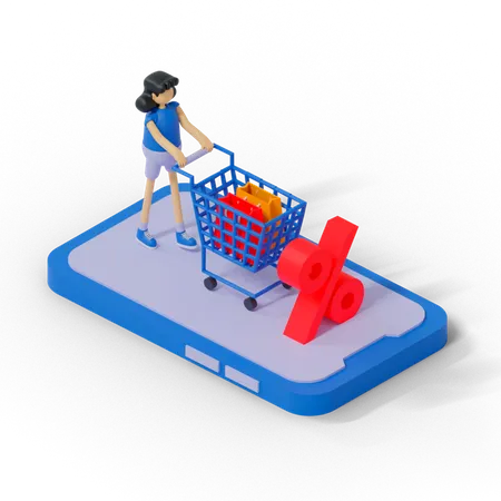 Mobiles Einkaufen  3D Illustration