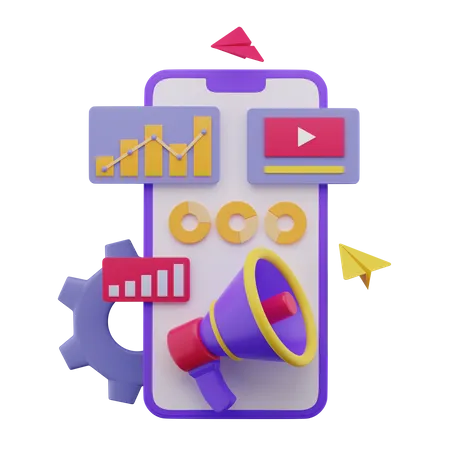 Mobiles Marketing  3D Illustration