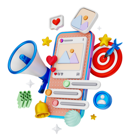 Mobiles Marketing  3D Illustration