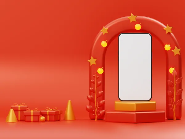 Mobiles Mockup für Festivalwerbung  3D Illustration