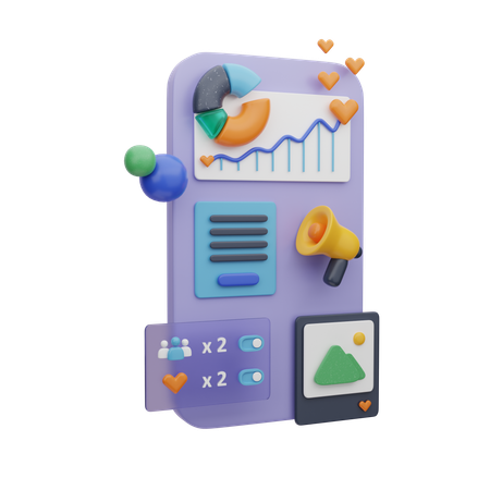 Mobiles SMM-Dashboard  3D Icon