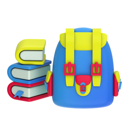 Mochila e livros  3D Icon