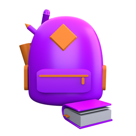 Mochila y libro  3D Icon