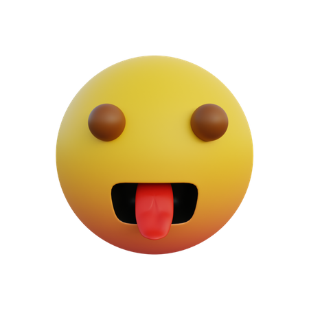 Mocking face emoticon sticking out tongue 3D Illustration