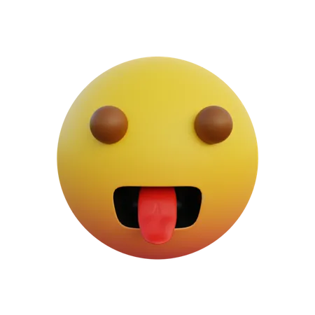 Mocking face emoticon sticking out tongue  3D Illustration