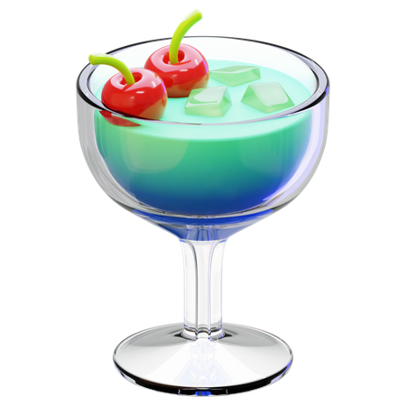 Mocktail avec des cerises et des glaçons  3D Icon