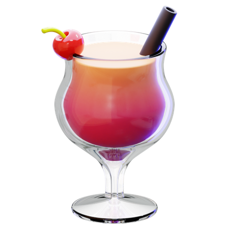Mocktail With Lemon Slice  3D Icon