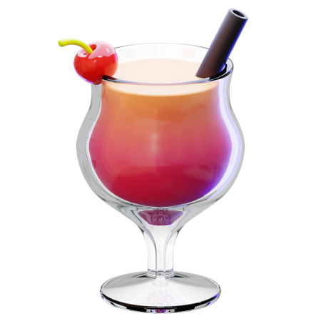 Mocktail With Lemon Slice  3D Icon