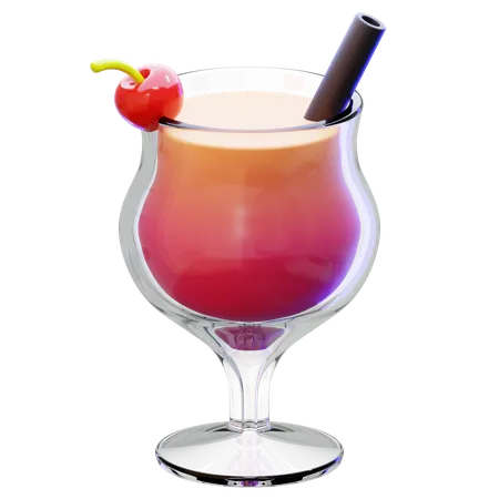 Mocktail With Lemon Slice  3D Icon