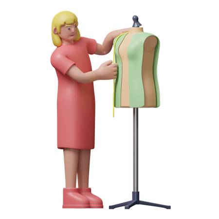 Modedesigner mit Schaufensterpuppe  3D Illustration