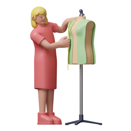 Modedesigner mit Schaufensterpuppe  3D Illustration