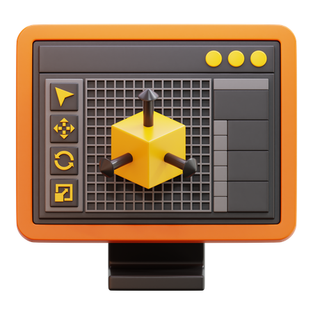 Modeling Software On Screen  3D Icon
