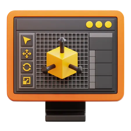 Modeling Software On Screen  3D Icon