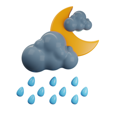 Moderate Rain At Night  3D Icon