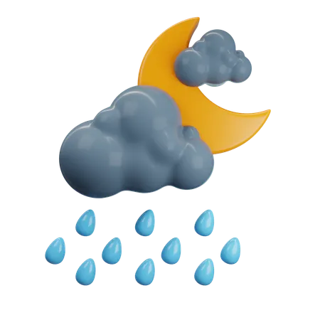 Moderate Rain At Night  3D Icon