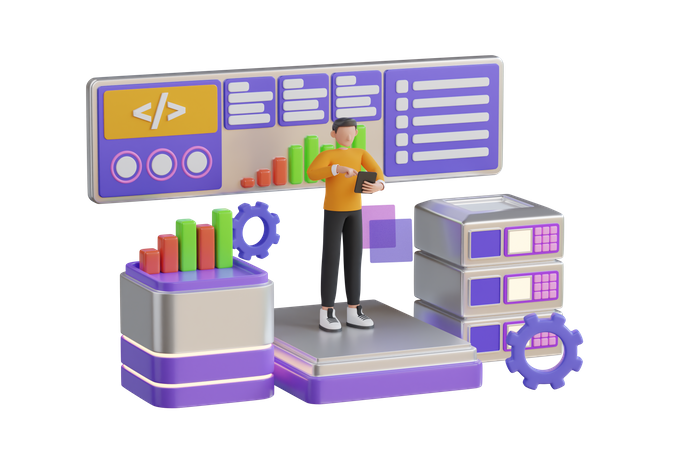 Modern Technology and Software Development  3D Illustration