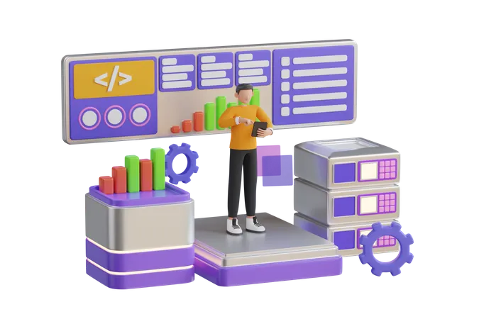 Modern Technology and Software Development  3D Illustration