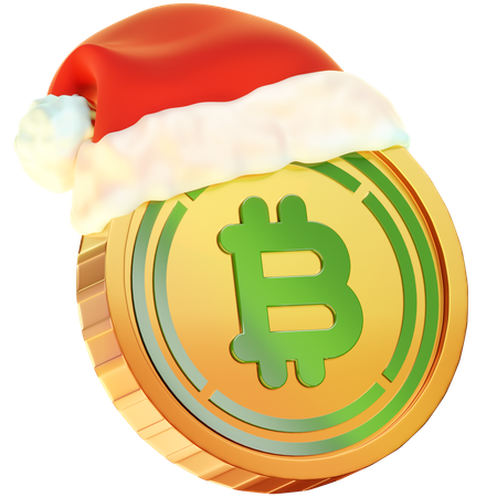 Moeda bitcoin embrulhada em natal  3D Icon