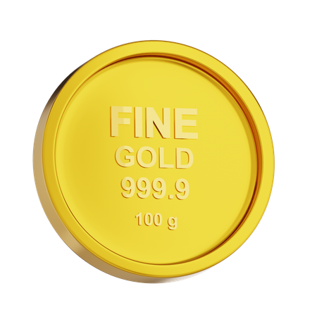 Moeda de ouro fino 100 g  3D Icon