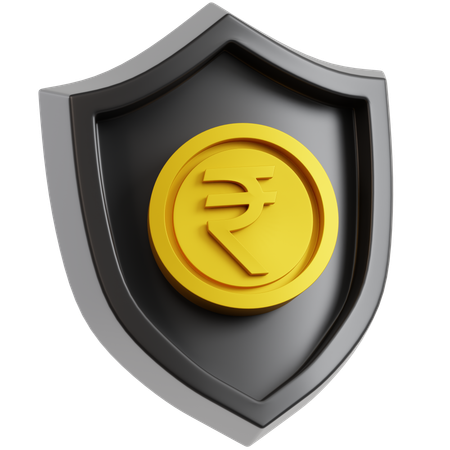 Moeda de rupia com escudo  3D Icon