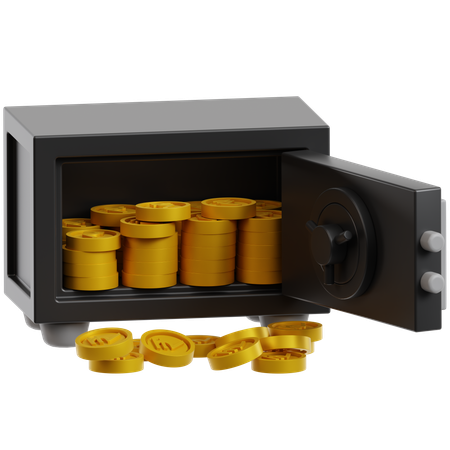 Moeda de rupia em cofre  3D Icon
