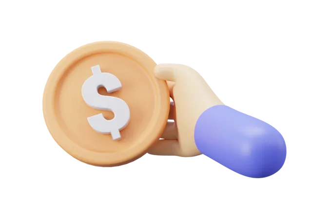 Moeda de dólar com a mão  3D Icon
