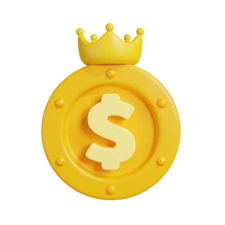 Moeda de dólar com coroa  3D Illustration