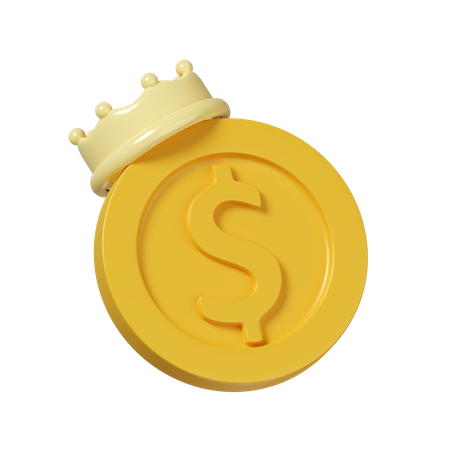 Moeda de dólar com coroa  3D Icon