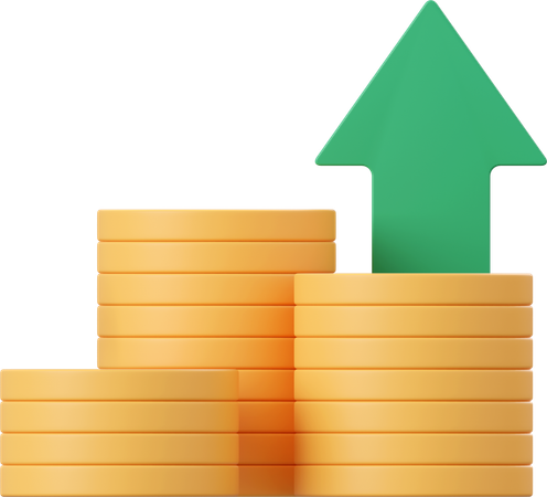 Moeda de dólar com seta para cima  3D Icon