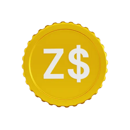 Moeda do dólar do Zimbábue  3D Icon