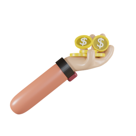Moeda na mão  3D Icon