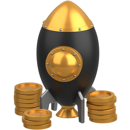 Moedas com nave espacial  3D Icon