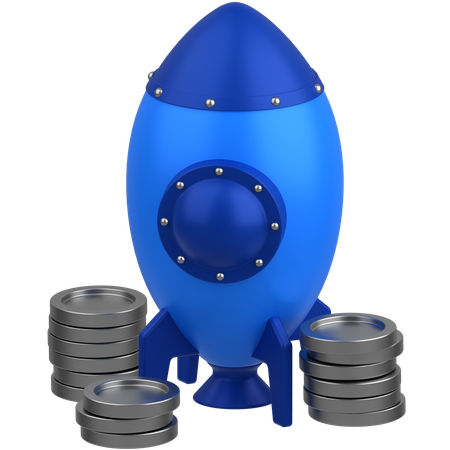 Moedas com nave espacial  3D Icon