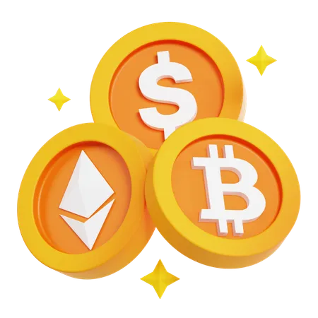 Moedas de criptomoeda  3D Icon