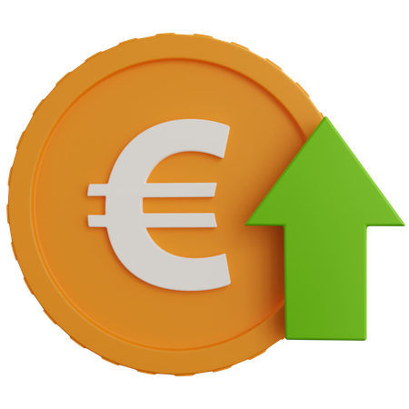 Moedas de euro com seta para cima  3D Icon